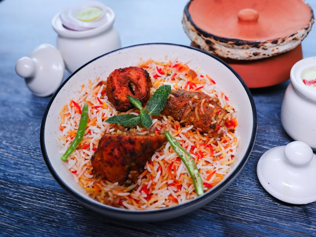 Plate of rice with braised meat
